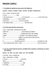 English worksheet: present simple