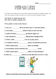 English Worksheet: FEW  or  LESS