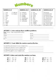 English Worksheet: Numbers 