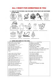 English Worksheet: All I want for Xmas is you