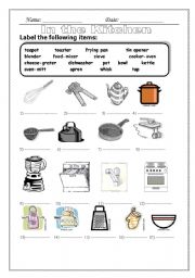 English Worksheet: In the Kitchen