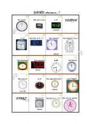 English Worksheet: GAME: WHAT TIME IS IT?