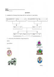 English Worksheet: members of the family