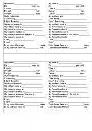 English Worksheet: All about me