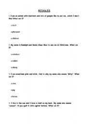 English worksheet: riddles