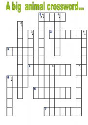 English worksheet: A big animal crossword