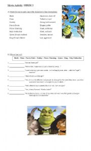 English Worksheet: Movie Activity: Shrek 2