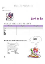 English Worksheet: verb to be