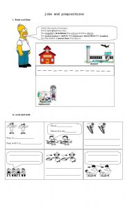 English Worksheet: Prepositions and jobs