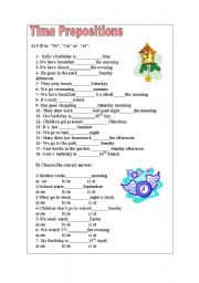 English Worksheet: Time prepositions