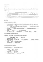 English Worksheet: Elementary Grammar