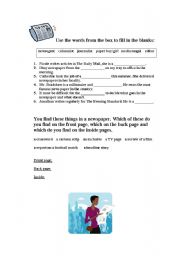 English Worksheet: Newspaper