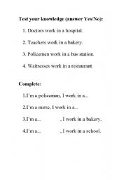 English Worksheet: test your knowledge