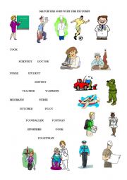 English Worksheet: match the jobs with the pictures