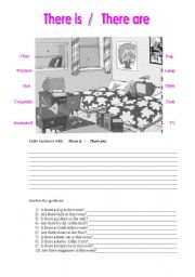 English Worksheet: there is / there are