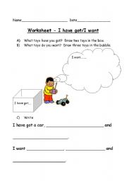 English Worksheet: Toys - I have got/I want