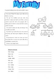 English Worksheet: Family Worksheet - Possessives practice