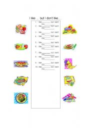 English Worksheet: FOOD I like / I dont like