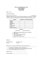 English Worksheet: Progress Report