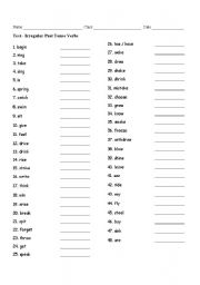 Irregular Verbs Test