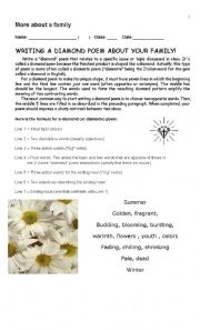 English Worksheet: writing a poem