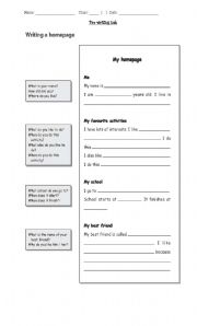 English Worksheet: writing a homepage