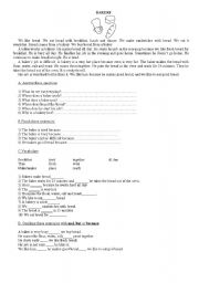 English Worksheet: Baker