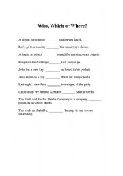 English Worksheet: Relative Clauses