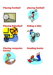 English Worksheet: Activities: I love/like/dont like playing football