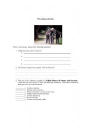 English Worksheet: Reading Comprehension activities