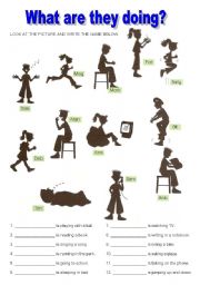 English Worksheet: What are they doing?