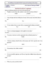 English Worksheet: Reported Speech