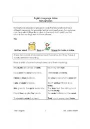 English Worksheet: homophones