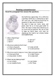 English Worksheet: Reading Comprehension