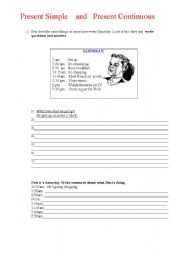 English Worksheet: Simple present and present continuous