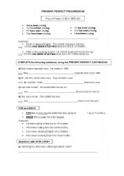 English Worksheet: Present Perfect Continuous