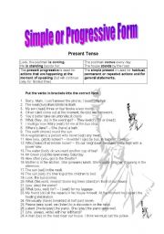 English Worksheet: present simple or continuous