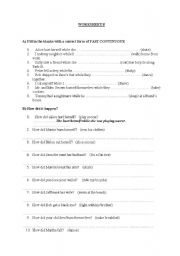 English Worksheet: simple past or past progressive tense