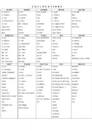 English Worksheet: COLLOCATIONS