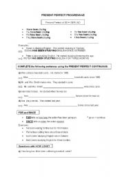 English Worksheet: PRESENT PERFECT CONTINUOUS