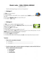 English Worksheet: Modal verbs - can, could, would