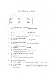 Simple Past Tense Quiz Test