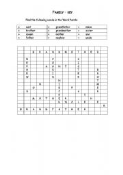 English Worksheet: family wordsearch
