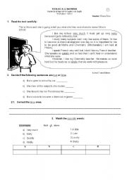 English Worksheet: school