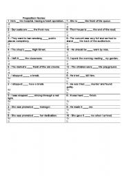 English worksheet: Preposition Review