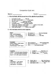 English Worksheet: Comparison Quiz Test