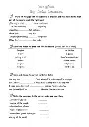 English Worksheet: Imagine