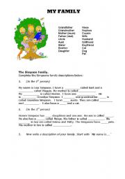 English Worksheet: My Simpsons Family