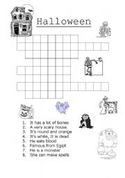 English Worksheet: Halloween Crossword