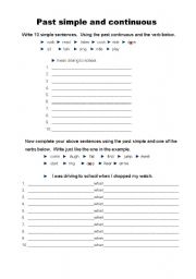 English Worksheet: past continuous